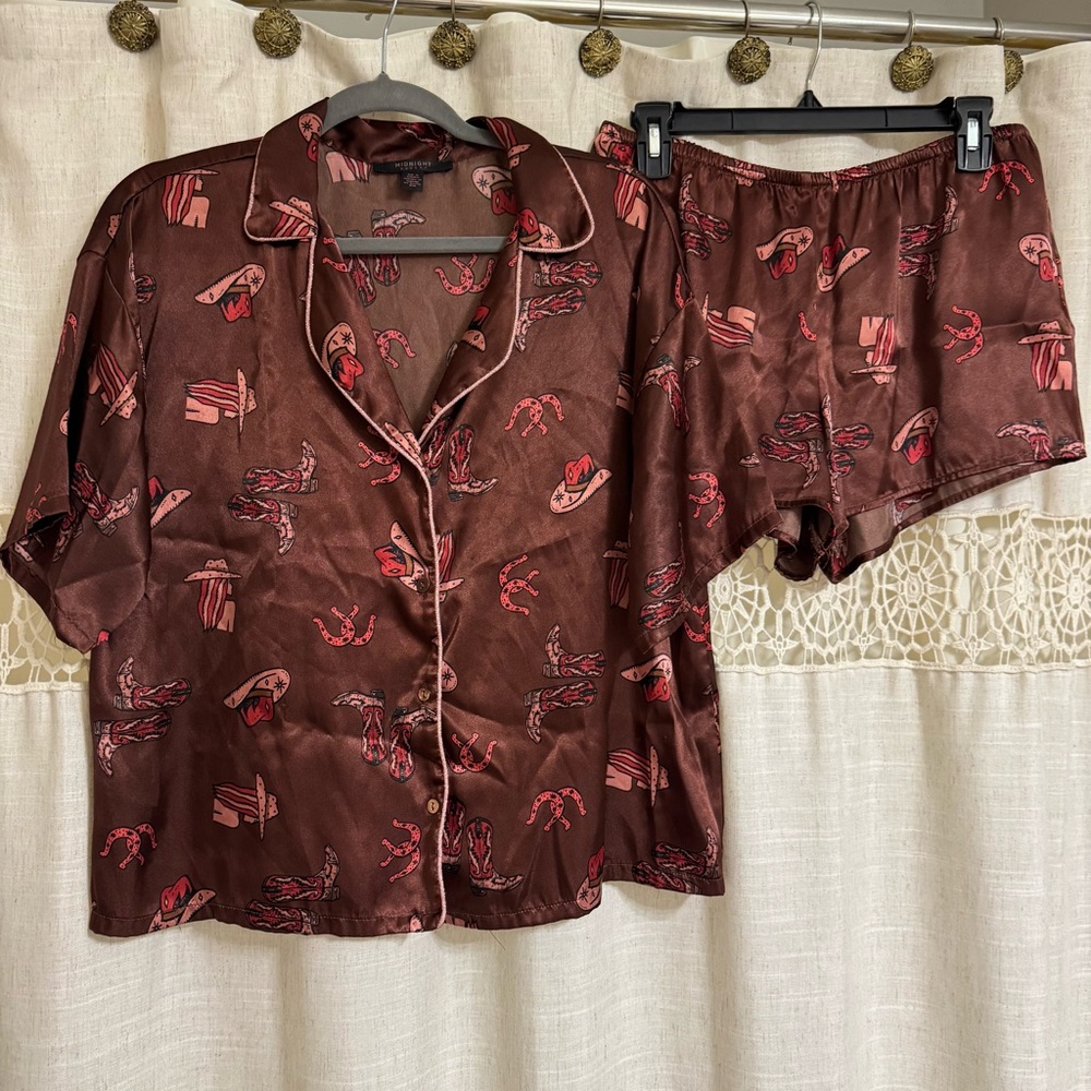 Midnight Bakery Cowgirl Western Silk Pajama/Lounge Set